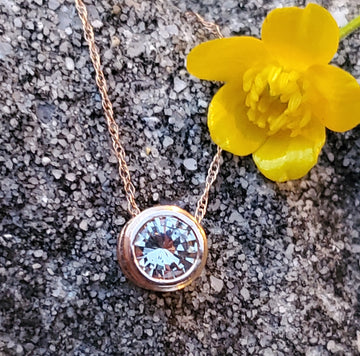 14k Rose Gold .46 Carat Bezel Diamond Pendant - DPD-26451